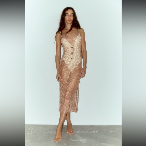 Zara Metallic Gold Rose Cover Up - Picture 1 of 2
